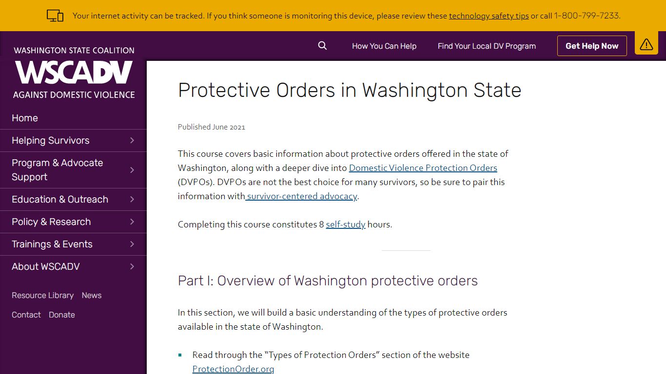 Protective Orders in Washington State